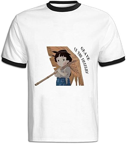 Lanlig Men's Grave Of The Fireflies O-neck Contrast Collar M T-shirts Cool