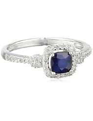 10k White Gold Diffused Sapphire and Diamond Ring (0.2 Cttw, G-H Color, I1-I2 Clarity)