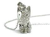Silver Crystal Nodding Puppy Pendant Necklace Fashion Jewelry