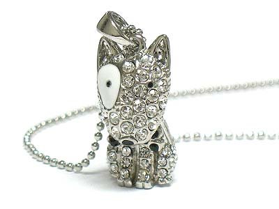 Cute ICED Puppy Dog Charm Necklace COVERED in Crystals