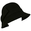 100% Wool Winter Structured Cloche Bucket Bell Church Stitch Ribbon Hat Black