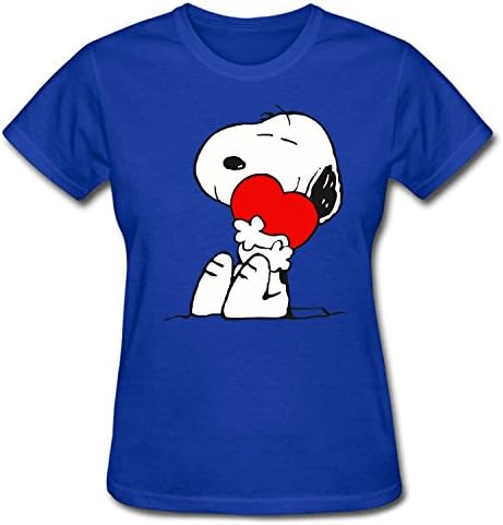 REDE Women's Snoopy Comic Strip Peanuts World War One Flying Ace With Love Peach T Shirt medium blue S