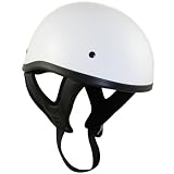 DOT White Glossy Motorcycle Skull Cap Half Helmet - Size : Large