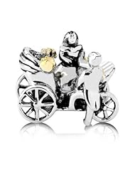 Best Gift for Wedding, Sterling Silver with 18k Yellow Gold Accent Wedding Carriage, Fits Pandora and All Brands Charm Bracelets and Necklaces.