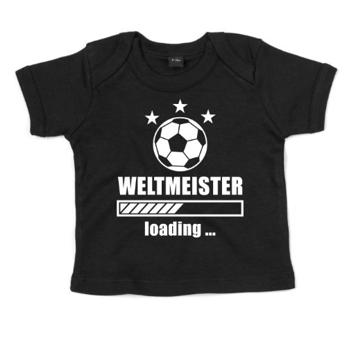 ::: WELTMEISTER ::: Baby T-Shirt, Schwarz/Weiß, Größe 6-12 Monate