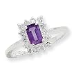 Sterling Silver Amethyst And CZ Ring