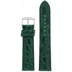 Watch Band Genuine Crocodile Forest Green Padded Built-In Spring Bars 20 millimeter