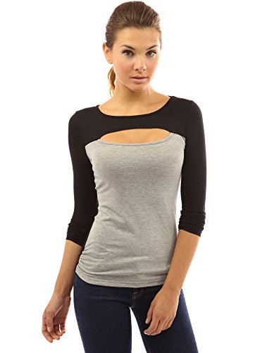 Patty Women's Keyhole Long Sleeve Blouse Top