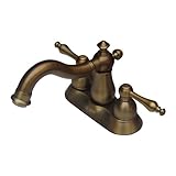 〔INK-0303063H〕　４インチ混合水栓（三つ穴混合水栓・水栓金具・洗面台用蛇口）　ブロンズ（古銅） 　吐水口360°回転タイプ