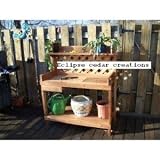 Solid Cedar Wood Potters Bench / with Drawer and Soil Tray