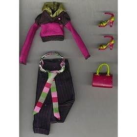 Barbie Fashion Fever Clothing and Accessories pack include long sleve pink, dark blue and... by Barbie
