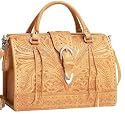 American West Purse Large Natural Tooled Leather Doctor Bag
