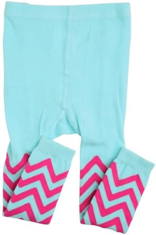 juDanzy toddler &amp; girls footless tights (2-4 Years, Aqua &amp; Pink Chevron)