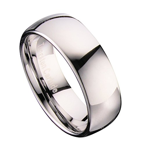 8mm White Tungsten Carbide Polished Classic Wedding Ring Band