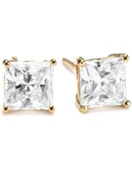 Myia Passiello "Timeless" Swarovski Zirconia 1 Carat Each Princess Cut Gold Clad Stud Earrings