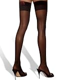 Hustler Lingerie Sheer Thigh High Stockings With Printed Hustler Band