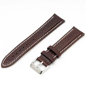 Voguestrap TX77720BN Allstrap 20mm Brown Regular-Length Genuine Leather-Contrast Stitch Watchband