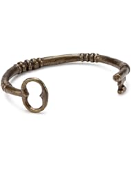 M.Cohen Hand made Designs Brass Bent Key Cuff with Leather Wrap Bracelet