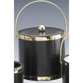 Kraftware 50061 Sophisticates Black with Polished Brass 3 Quart Ice Bucket with Bale... by Kraftware