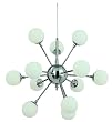 Atom 12 Light Halogen Pendant Satin Chrome With Opal Glass. 10 Watt Lamps