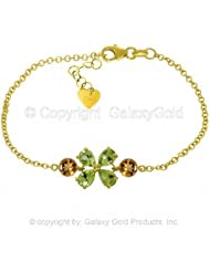 Peridot Flower Bracelet with Citrine Accents in 14k Yellow Gold