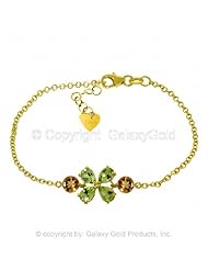 14k Yellow Gold Floral Bracelet with Peridots and Citrines