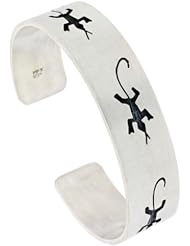 Sterling Silver HOPI Design Gecko Cuff Bangle 5/8 inch wide,