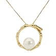 Circle Necklace With Genuine 8.5mm Freshwater Pearl Crafted in 14K Yellow Gold Length 18in
