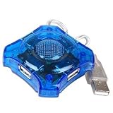 4-Port Mini USB Hub - Connect USB Devices Easily (Translucent Blue)
