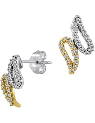 10k Two-Tone Gold 1/3cttw, H-I Color, I1-I2 Clarity, Diamond Earrings