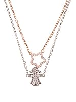 Silver One Gargantillas Dúo Niña Zirconium Roseta Oro Rosa