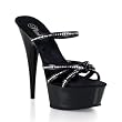 5 3/4 Inch Sexy High Heels Strappy Shoes Stiletto Platform With Rhinestones Black Clear White CLEARANCE