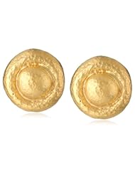Devon Leigh Gold Dipped Embossed Circle Clip-On Earrings