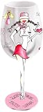 Bottom's Up 15-Ounce Fight Like a Girl Handpainted Wine Glass