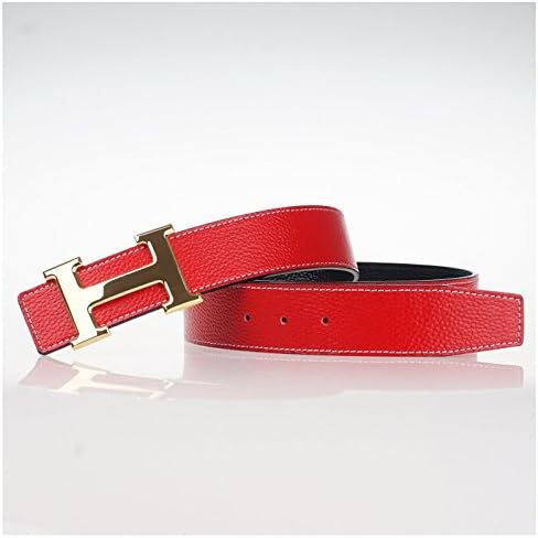Bombard H Mens Reversible Leather Belt (115CM-34, Gold Red)