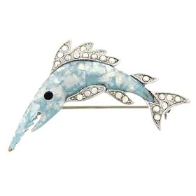 Rhinestone Swordfish Brooches by Pugster