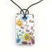 Rectangle Silver Foil Pendant - Camilla Blue/Purple Style1