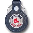 Boston Red Sox Small Leather/Pewter Key Ring - MLB Baseball Fan Shop Sports Team Merchandise