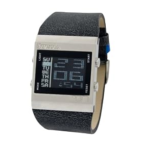 Bench gents LCD, black strap watch