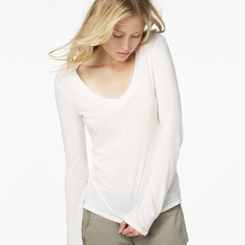 (ジェームスパース)JAMES PERSE 長袖 Vネック カジュアル Tシャツ 01.ホワイト【WMJ3931】