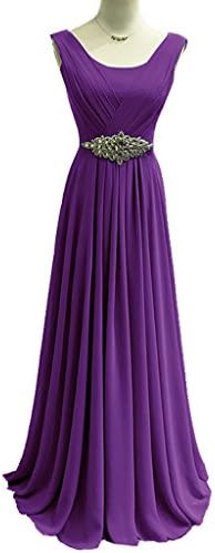 Tivansi Women's Long Chiffon Straps Prom Bridesmaid Dresses Size 16 US Dark Purple