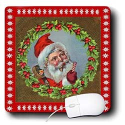 Sandy Mertens Vintage Christmas Designs – Vintage Santa in Wreath Cameo – Mouse Pads