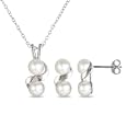 Sterling Silver Freshwater Cultured Pendant and Earring Set, 18"