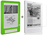 Green Semi-transparent Amazon Kindle DX E-Book Reader Silicone Rubber Skin Case + Anti Scratch LCD Screen Protector Film