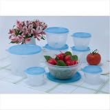 16 Piece Container Set with Blue Lids by 