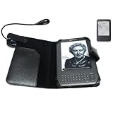 SUNNY SAVERS AMAZON KINDLE 3 3G 3RD GENERATION WIFI BLACK EXECUTIVE LEATHER CASE COVER WALLET (FOR LATEST KINDLE) WITH SUPER LED READING LIGHT LIGHTENED LAMP AND KINDLE3 SCREEN PROTECTORby Sunny Savers