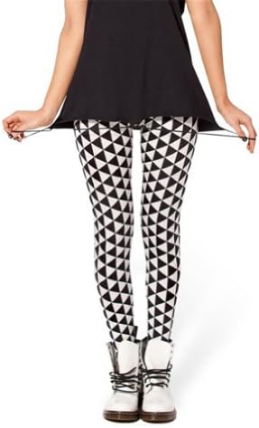 Eonmirl Women's Designed Digital Print Black and White Triangle Pattern Sexy Leggings