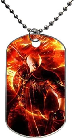 Devil May Cry Fire Custom Photo Oval Dog Tag Dimensions: 1.2" x 2" X 0.1" inches with 30" Aluminum Bead Chain