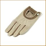 Nicole Miller Ecru/Brown Horseshoe Cabretta Leather Golf Glove