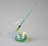Glasfeder Glasfüller mit Tintenfaß Farbig 2 tlg Grün